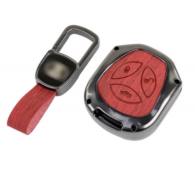 Алюминиевый чехол ключа Sal-Man с брелоком (текстура красного дерева) для Гранта, Гранта FL до 2019 г. и с 2023 г., Калина, Калина 2, Приора, Датсун