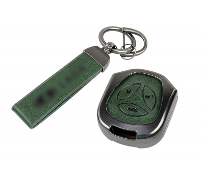 Алюминиевый чехол ключа Sal-Man с брелоком (зеленый с текстурой кожи) для Гранта, Гранта FL до 2019 г. и с 2023 г., Калина, Калина 2, Приора, Датсун