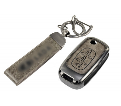 Алюминиевый чехол ключа Sal-Man с брелоком (серый с текстурой кожи) для Веста, Гранта FL 2018-2023 г., Иксрей, Искра, Ларгус FL Алюминиевый чехол ключа Sal-Man с брелоком (серый с текстурой кожи) для Веста, Гранта FL 2018-2023 г., Иксрей, Искра, Ларгус FL