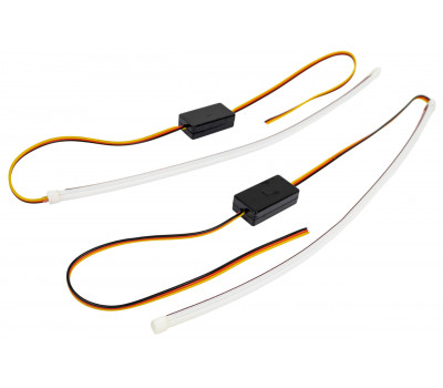 Гибкие круговые светодиодные ленты ДХО Sal-Man (2шт) 30см бело-желтые с повторителем поворотника универсальные