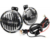 Дисковый воздушный звуковой сигнал SEM-ALI 145 c проводкой штатного подключения для Фольксваген 1 поколения, Ауди, Шкода, Сеат Дисковый воздушный звуковой сигнал SEM-ALI 145 c проводкой штатного подключения для Фольксваген 1 поколения, Ауди, Шкода, Сеат