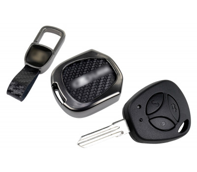 Штатный ключ замка зажигания Норма с алюминиевым чехлом (текстура черного карбона) для Гранта, Гранта FL до 2019 г. и с 2023 г., Калина, Калина 2, Приора, Датсун