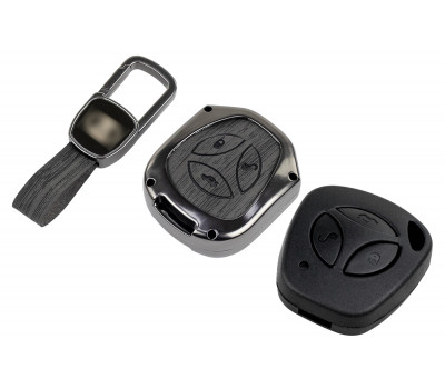 Пульт центрального замка Норма с чипом и алюминиевым чехлом (текстура черного дерева) для Гранта, Гранта FL до 2019 г. и с 2023 г., Калина, Калина 2, Приора, Датсун