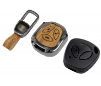 Пульт центрального замка Норма с чипом и алюминиевым чехлом (текстура коричневого дерева) для Гранта, Гранта FL до 2019 г. и с 2023 г., Калина, Калина 2, Приора, Датсун