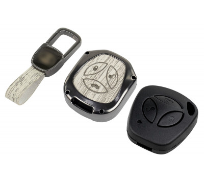 Пульт центрального замка Норма с чипом и алюминиевым чехлом (текстура серого дерева) для Гранта, Гранта FL до 2019 г. и с 2023 г., Калина, Калина 2, Приора, Датсун