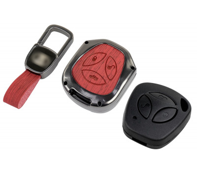 Пульт центрального замка Норма с чипом и алюминиевым чехлом (текстура красного дерева) для Гранта, Гранта FL до 2019 г. и с 2023 г., Калина, Калина 2, Приора, Датсун