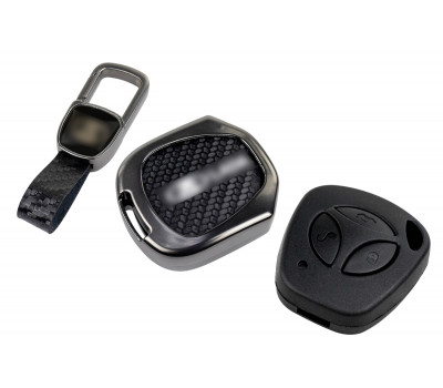 Пульт центрального замка Норма с чипом и алюминиевым чехлом (текстура черного карбона) для Гранта, Гранта FL до 2019 г. и с 2023 г., Калина, Калина 2, Приора, Датсун