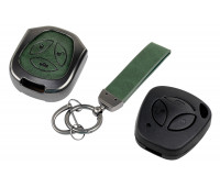 Пульт центрального замка Норма с чипом и алюминиевым чехлом (зеленый с текстурой кожи) для Гранта, Гранта FL до 2019 г. и с 2023 г., Калина, Калина 2, Приора, Датсун