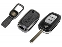 Выкидной ключ замка зажигания с чипом с алюминиевым чехлом (текстура черного дерева) для Веста, Иксрей, Ларгус FL