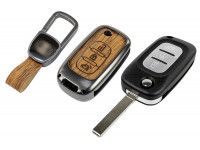 Выкидной ключ замка зажигания с чипом с алюминиевым чехлом (текстура коричневого дерева) для Веста, Иксрей, Ларгус FL