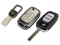 Выкидной ключ замка зажигания с чипом с алюминиевым чехлом (текстура серого дерева) для Веста, Иксрей, Ларгус FL