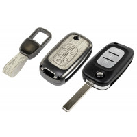 Выкидной ключ замка зажигания с чипом с алюминиевым чехлом (текстура серого дерева) для Веста, Иксрей, Ларгус FL