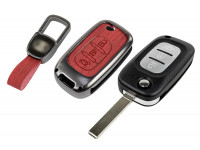 Выкидной ключ замка зажигания с чипом с алюминиевым чехлом (текстура красного дерева) для Веста, Иксрей, Ларгус FL