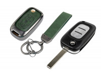 Выкидной ключ замка зажигания с чипом с алюминиевым чехлом (зеленый с текстурой кожи) для Веста, Иксрей, Ларгус FL
