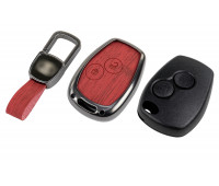 Корпус ключа зажигания без чипа с алюминиевым чехлом (текстура красного дерева) для Ларгус