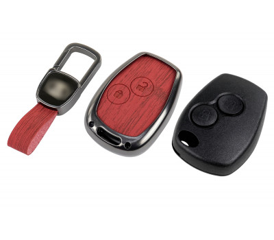 Корпус ключа зажигания без чипа с алюминиевым чехлом (текстура красного дерева) для Ларгус