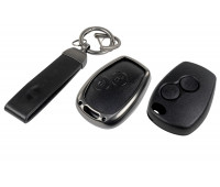 Корпус ключа зажигания без чипа с алюминиевым чехлом (черный с текстурой кожи) для Ларгус