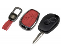 Корпус ключа зажигания с жалом (без чипа) с алюминиевым чехлом (текстура красного дерева) для Ларгус