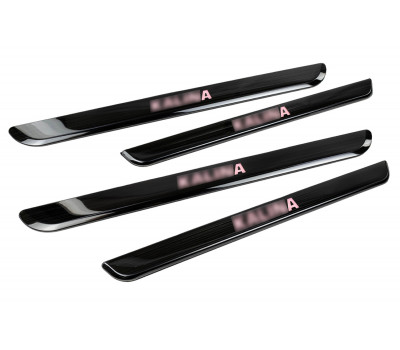 Накладки внутренних порогов черный лак с красной подсветкой для Калина, Калина 2