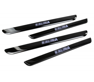 Накладки внутренних порогов черный лак с синей подсветкой для Калина, Калина 2