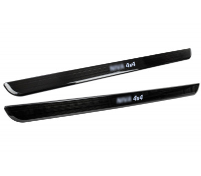 Накладки внутренних порогов черный лак с белой подсветкой для 3-дверной Нива 4х4, Нива Легенд