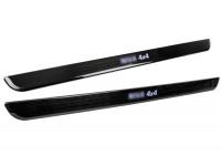 Накладки внутренних порогов черный лак с синей подсветкой для 3-дверной Нива 4х4, Нива Легенд