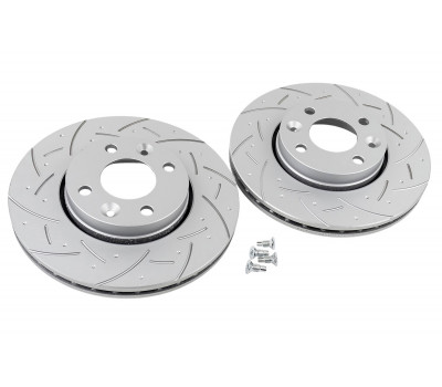 Вентилируемые передние тормозные диски МАВИКО Premium с насечками и перфорацией для Веста, Веста NG, Иксрей, Искра, Ларгус, Ларгус FL, Нива Тревел с 2026 г., Рено Логан, Сандеро, Меган, Клио, Ниссан Micra, Note, Tiida