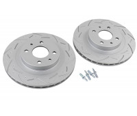 Вентилируемые передние тормозные диски МАВИКО Premium R14 с насечками и перфорацией для Гранта, Гранта FL, Калина, Калина 2, Приора, Приора 2, Датсун, ВАЗ 2110-2112