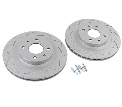 Вентилируемые передние тормозные диски МАВИКО Premium R14 с насечками и перфорацией для Гранта, Гранта FL, Калина, Калина 2, Приора, Приора 2, Датсун, ВАЗ 2110-2112