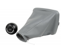 Ручка КПП Sal-Man с хром кольцом в комплекте с серым чехлом для Калина 2004-2013 годов Ручка КПП Sal-Man с хром кольцом в комплекте с серым чехлом для Калина 2004-2013 годов