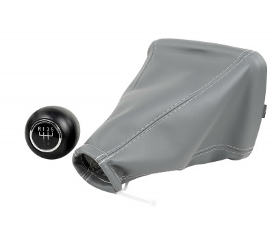 Ручка КПП Sal-Man с хром кольцом в комплекте с серым чехлом для Калина 2004-2013 годов