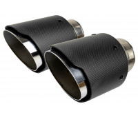 Круглые насадки глушителя из нержавеющей стали Sal-Man HJ-CBM004 D101мм (2шт) со скосом и фигурной карбоновой накладкой