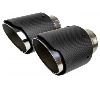 Круглые насадки глушителя из нержавеющей стали Sal-Man HJ-CBM004 D101мм (2шт) со скосом и фигурной карбоновой накладкой