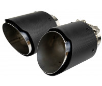 Круглые насадки глушителя из нержавеющей стали Sal-Man HJ-CBM007 D114мм (2шт) со скосом и фигурной карбоновой накладкой