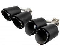 Раздвоенные насадки глушителя из нержавеющей стали Sal-Man HJ-CBM005 D89мм (2шт) со скосом и фигурной карбоновой накладкой