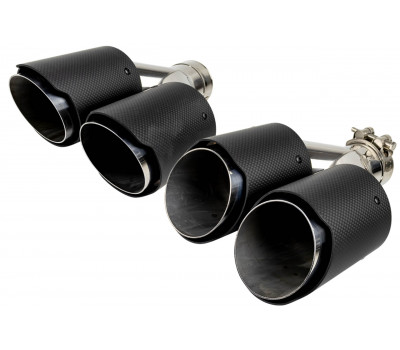 Раздвоенные насадки глушителя из нержавеющей стали Sal-Man HJ-CBM005 D89мм (2шт) со скосом и фигурной карбоновой накладкой