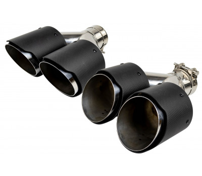 Раздвоенные насадки глушителя из нержавеющей стали Sal-Man HJ-CBM006 D101мм (2шт) со скосом и фигурной карбоновой накладкой Раздвоенные насадки глушителя из нержавеющей стали Sal-Man HJ-CBM006 D101мм (2шт) со скосом и фигурной карбоновой накладкой