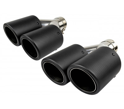 Раздвоенные насадки глушителя из нержавеющей стали Sal-Man HJ-CBM010 D89мм (2шт) со скосом и карбоновой накладкой