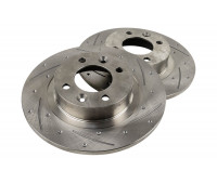 Невентилируемые задние тормозные диски РусТорм R15 с насечками и перфорацией для Веста Кросс, Иксрей Кросс