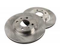 Вентилируемые передние тормозные диски РусТорм 2112 R14 без насечек и перфорации для Гранта, Гранта FL, Калина, Калина 2, Приора, Приора 2, Датсун, ВАЗ 2110-2112