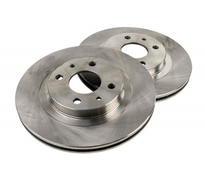 Вентилируемые передние тормозные диски РусТорм 2112 R14 без насечек и перфорации для Гранта, Гранта FL, Калина, Калина 2, Приора, Приора 2, Датсун, ВАЗ 2110-2112