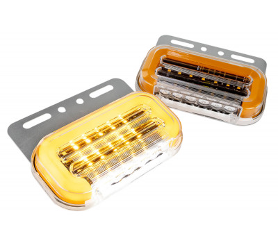 Боковые диодные габаритные фонари (12v) 2шт с подсветкой колеса в железном корпусе для грузового транспорта