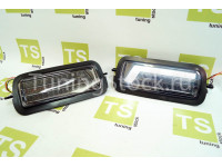 LED подфарники (надфарники) DLAA со светодиодными поворотниками и ДХО, хромированный корпус на Нива 21213, 21214, 2131