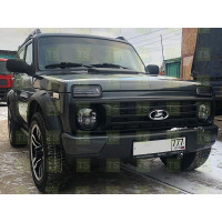 Светодиодные LED подфарники DLAA с ДХО темный хром для Нива 21213, 21214, 2131