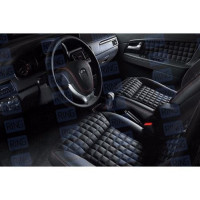 Обивка сидений (не чехлы) экокожа гладкая с цветной строчкой Ромб/Квадрат для Приора 2 хэтчбек