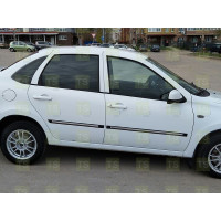 Молдинги на двери черные резиновые с хром вставкой на Гранта, Калина, Калина 2, Датсун