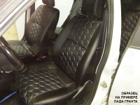 Обивка сидений (не чехлы) экокожа гладкая с цветной строчкой Соты для Приора 2 седан