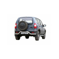 Защита заднего бампера ТехноСфера Нержавейка Волна с проступью d63,5 на Шевроле Нива (рестайлинг) Защита заднего бампера ТехноСфера Нержавейка Волна с проступью d63,5 на Шевроле Нива (рестайлинг)