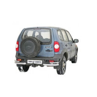 Защита заднего бампера ТехноСфера Уголки двойные на Шевроле Нива рестайлинг Защита заднего бампера ТехноСфера Уголки двойные на Шевроле Нива рестайлинг