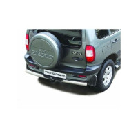 Защита заднего бампера ТехноСфера Нержавейка Труба с проступью d76 на Шевроле Нива Защита заднего бампера ТехноСфера Нержавейка Труба с проступью d76 на Шевроле Нива